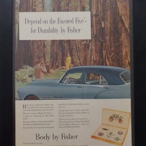 Body by Fisher, Chevrolet, Pontiac, Oldsmobile, Buick, Cadillac, Vintage Auto Ad, Garage Decor, Man Cave Decor, 1951, Classic Cars