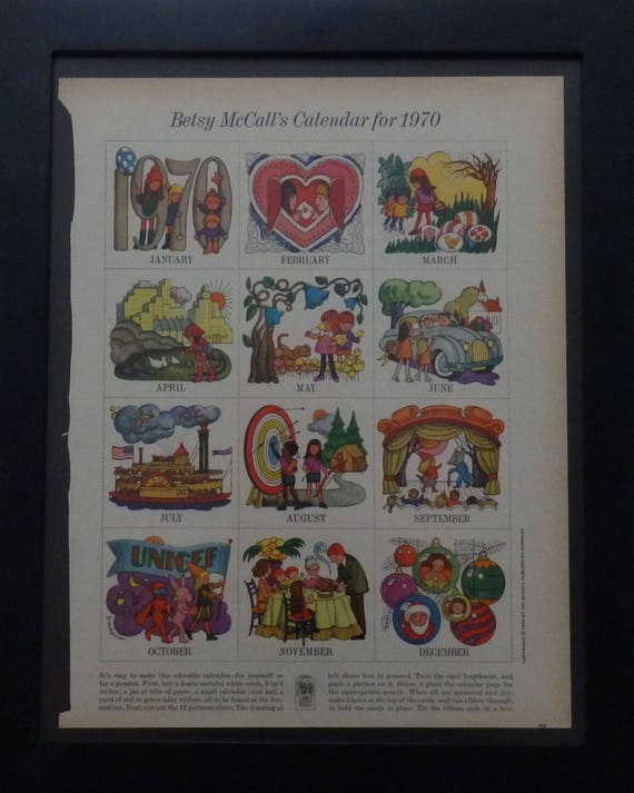 Betsy Mccall, Calendar 1970, Ephemera, Collage, Scrapbooking, Vintage,  1969, Mccalls Magazine - Etsy
