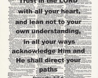 Trust in the Lord , Proverbs 3:2-5, Bible Quote, Inspirational, Christian Print, Christian Home Decor, Scripture Verse, Christian Art