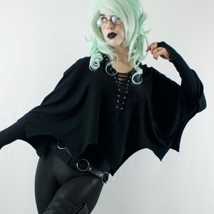 BAT PONCHO, bat wing top, black cover up, bat costume, vampire, black poncho, goth top, lounge shirt, goth clothing