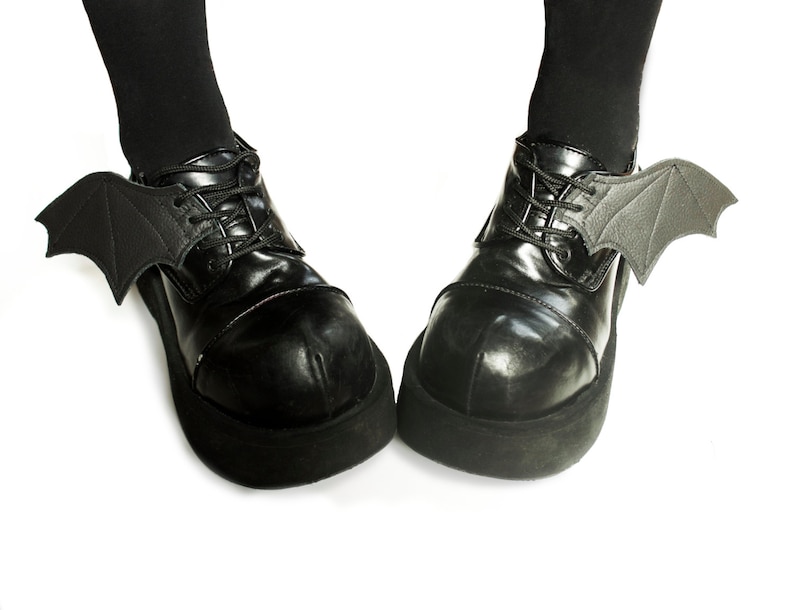 shoelace shoe charm accessory goth clothing kawaii wing boots shoe wings leather bat wing cosplay pastel goth BAT WINGS shoe charms