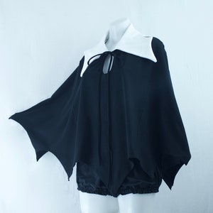 BAT CLOAK, oversized cotton knit bat poncho, black gothic cape, vampire, bat costume, alt jacket, witchy, fall, halloween, goth clothing