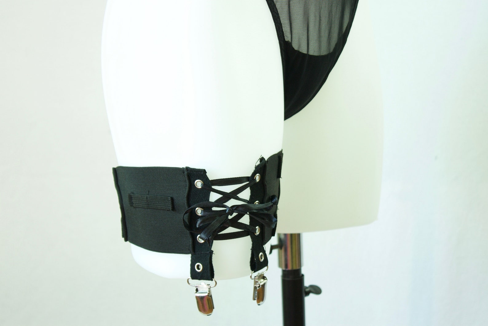 Black thigh garter suspender leg corset thigh harness Etsy