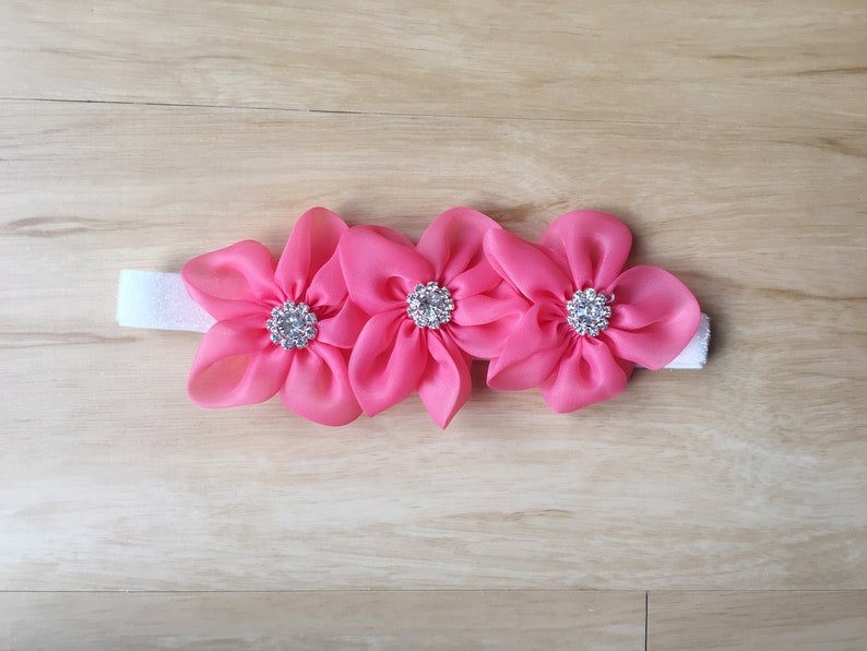 crystal girl headbands infant headbands baby headbands Hot Pink Crystal headband headbands for babies headbands flower girl headband