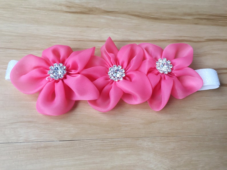 crystal girl headbands infant headbands baby headbands Hot Pink Crystal headband headbands for babies headbands flower girl headband