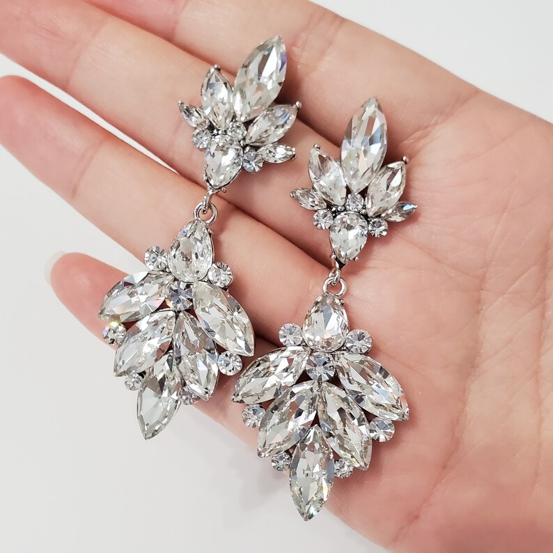 Gold Chandelier Earrings Champagne Statement Earrings Bridal Etsy