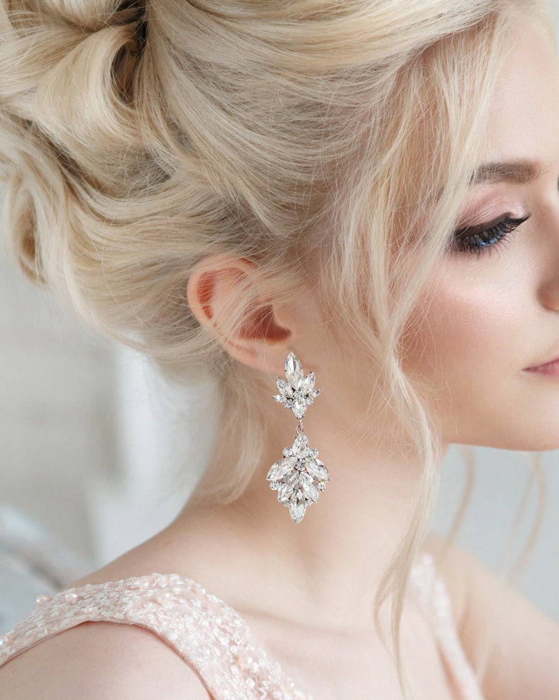 Gold Chandelier Earrings Champagne Statement Earrings Bridal Etsy