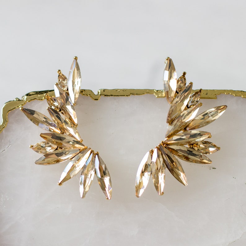 Avant Garde Earrings Champagne Statement Earrings Gold Angel Etsy