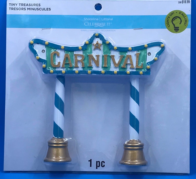 Celebrate It Tiny Treasures ~ Shoreline Miniature Embellishment CARNIVAL Signpost Lights UP!