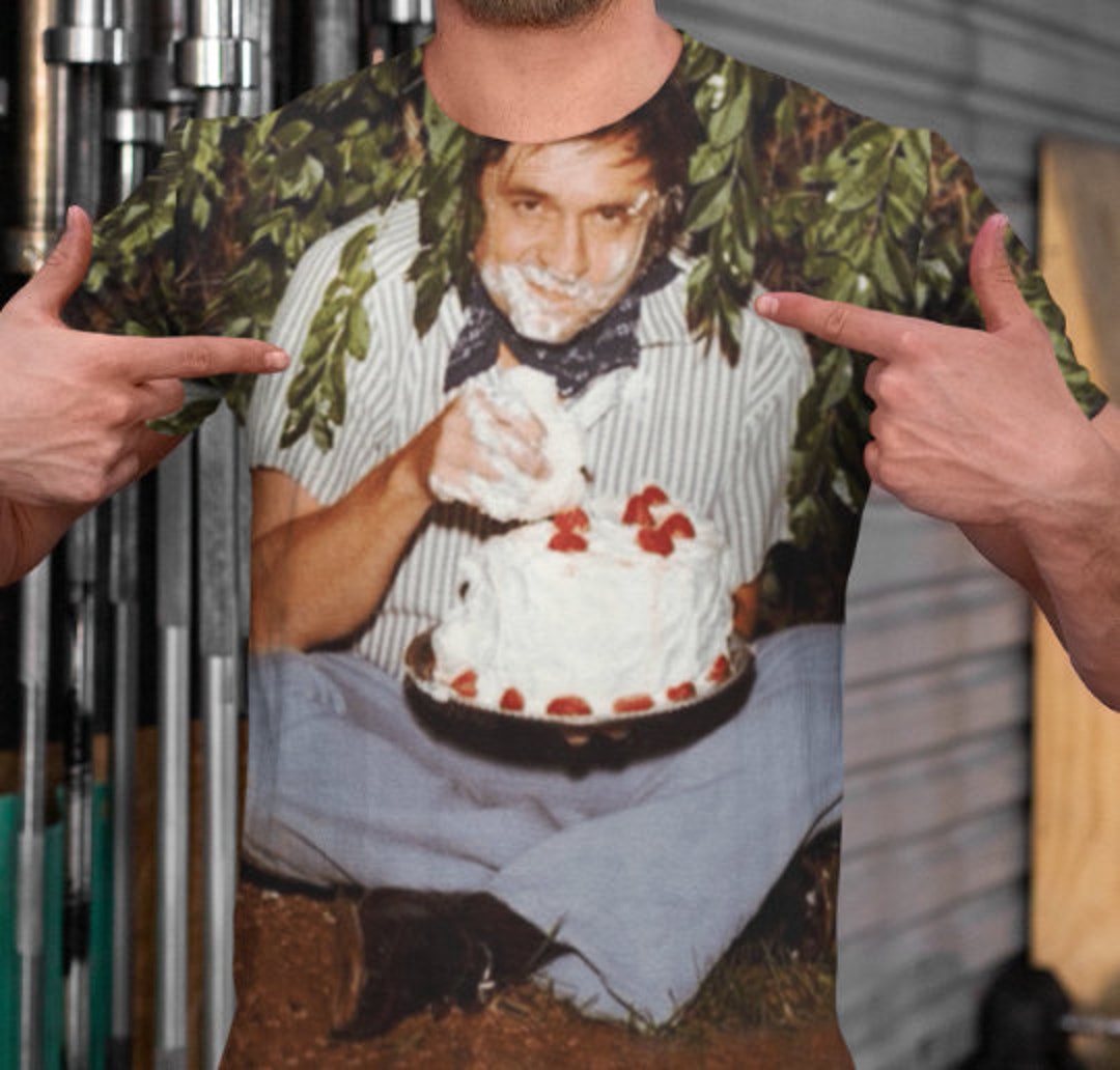 Stoned Johnny Cash Shirt Johnny Cash Eating Cake Shirt All Etsy