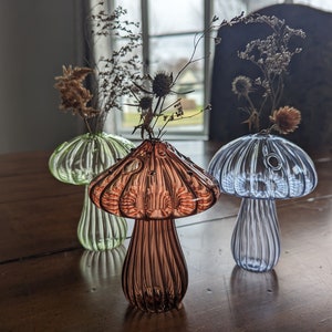 Glass Mushroom Vase for Propagation, Flowers, Vintage Bottle for Centerpieces, Incense, Unique Vase for Plants, Reed Diffuser, Home, Gifts