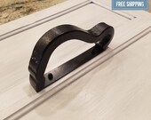 Rustic Door Handle-Barn Door Handle-Metal Black Heavy Duty Cabinet Handle-Reclaimed Railroad Hardware-Includes Mounting Screws