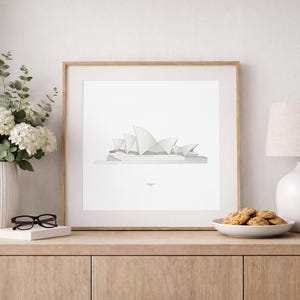 Jørn Utzon Sydney Opera House, Minimalist Architectural Wall Art, Australia Architecture Poster, Black and White Modernist Digital Download