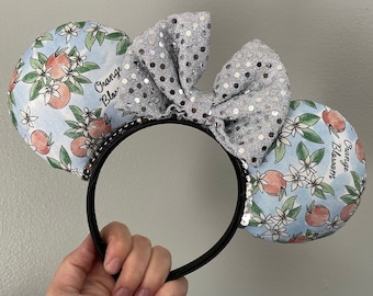 Florida Orange Blossom Floral Ears Headband | Mickey and Minnie Disney Ears | Florida Orange Bird Inspired Ears