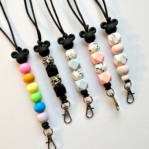 Disney Mickey Mouse Inspired Beaded Teacher Lanyard | Silicone Beads | Breakaway Clasp | Teacher Gift | Custom Lanyard