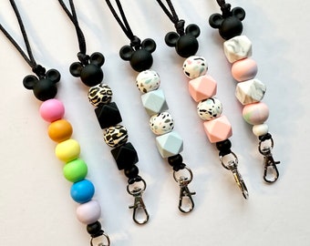 Disney Mickey Mouse Inspired Beaded Teacher Lanyard | Silicone Beads | Breakaway Clasp | Teacher Gift | Custom Lanyard