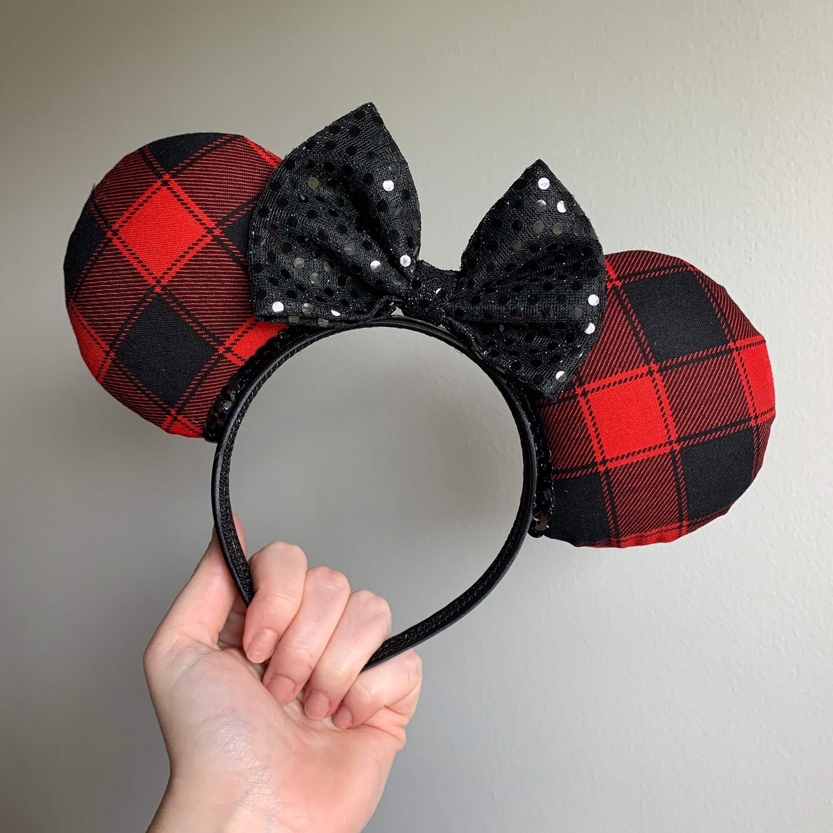 Disney Red Plaid Bow Mouse Ears Headband ?✨ Deck the halls with PLAID & VELVET vibes! These  main image 3