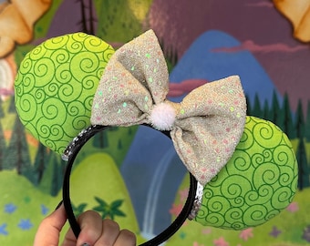 Tinker Bell inspirierte Ohren Stirnband mit Pailletten Schleife | Micky und Minnie Disney Peter Pan Tinkerbell Maus Ohren