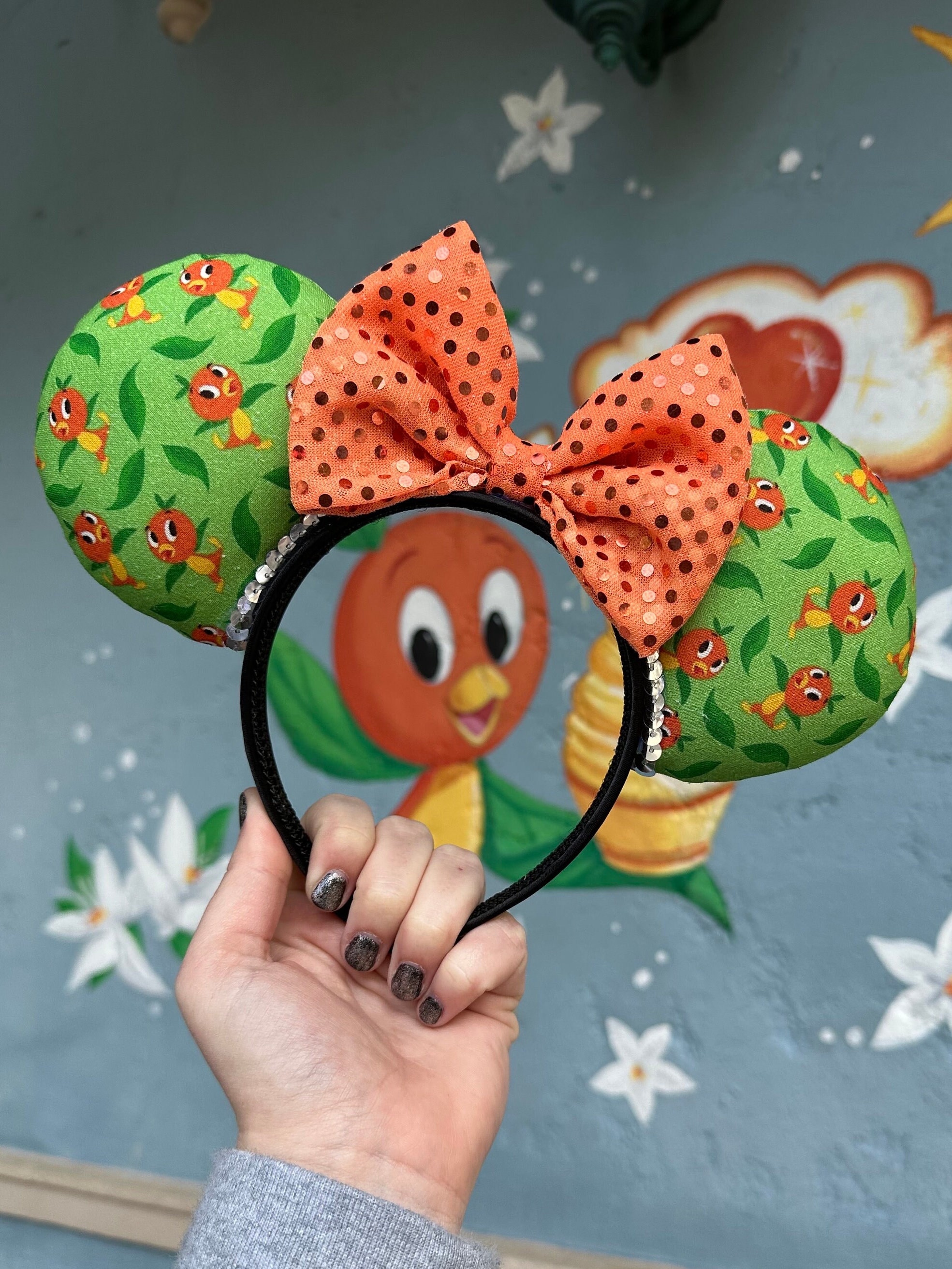 Florida Orange Bird Inspired Ears Headband With Sequin Bow  display picture 2