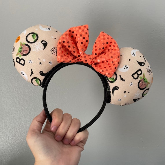 Custom made Disney Inspired Mandalorian Headband with Black Sequin Bow Mandalorian Star Wars Ears Headband With Sequin Bow | Mickey  main image 3