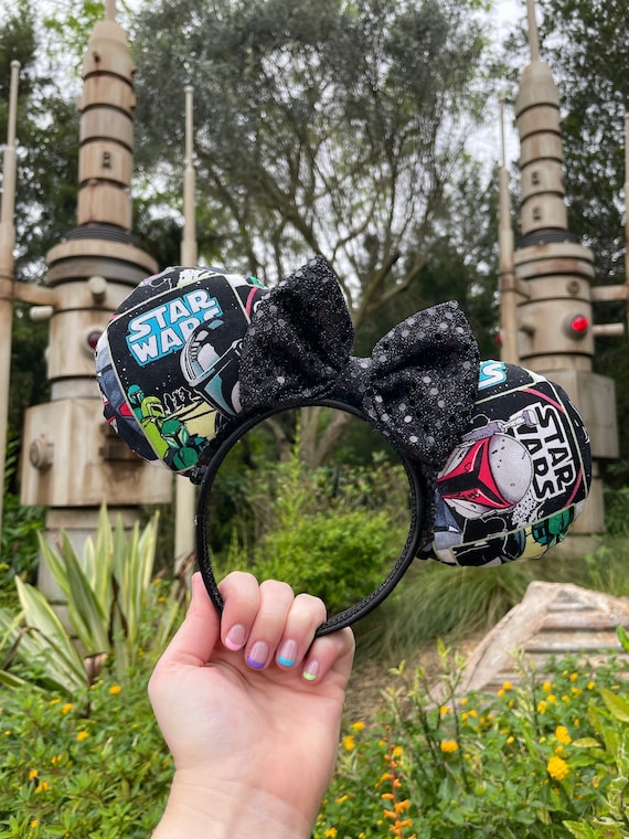 Mandalorian Star Wars Ears Headband With Sequin Bow | Mickey and