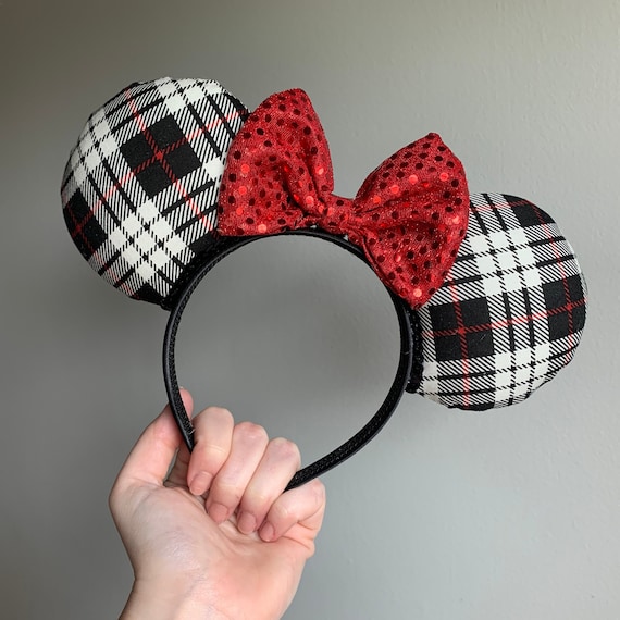 plaid sequin minnie ears Christmas Plaid Bow Sequin Minnie Ears, Holiday Disney  main image 3