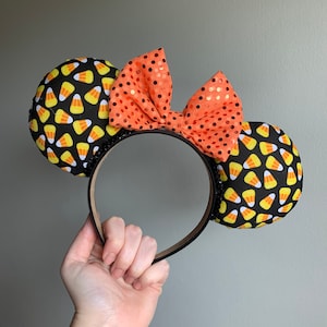 Trick or Treat Halloween Ears Headband with Sequin Bow | Mickey and Minnie Disney Halloween Mouse Ears Mickey&#39;s Not So Scary Halloween Party
