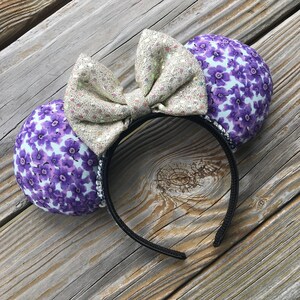 Violet Lemonade Epcot Flower and Garden Festival Inspired Ears Headband with Sequin Bow | Mickey and Minnie Disney Mouse Ears