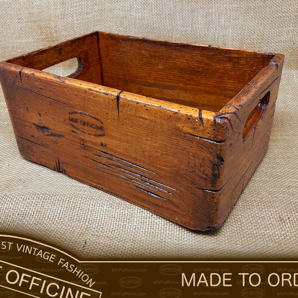 Decorative box w/o lid, distressed wood, unique giftbox, personalizable, handmade, aged, vintage, patina, burnt, No. MVF874
