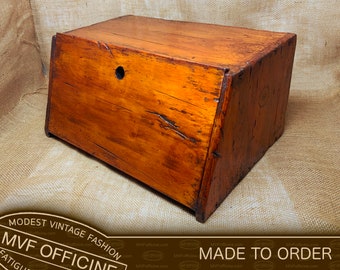 Vintage Large Wooden Bread Box, Open Top, Rustic Cabin Decor 