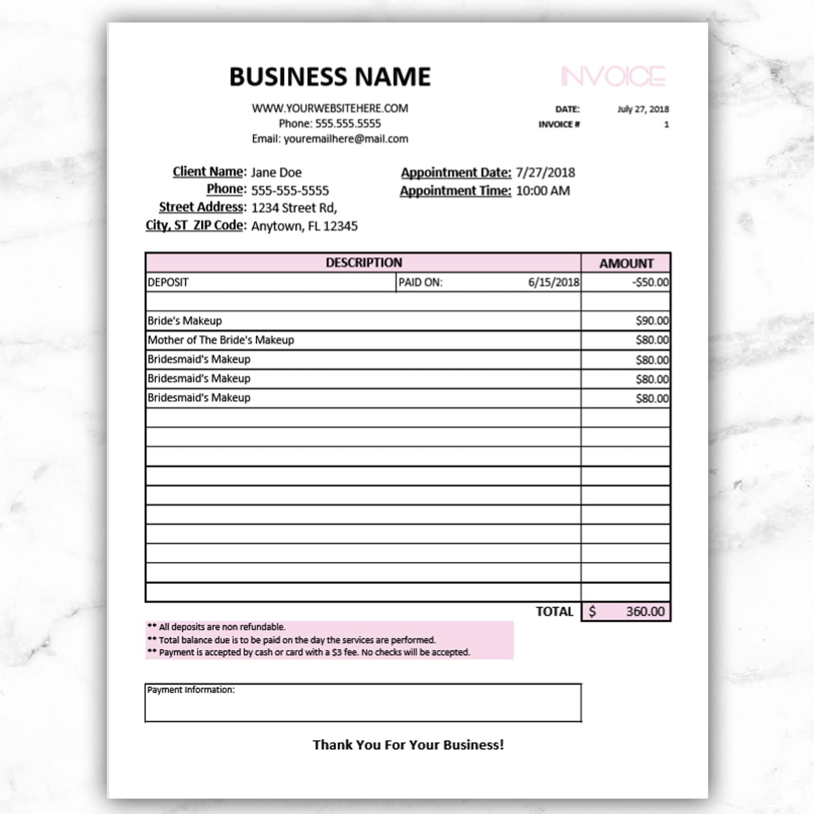 Makeup Artist Client Invoice Receipt Freelance MUA Form Etsy Denmark makeup-artist-client-invoice-receipt-freelance-mua-form-etsy-denmark