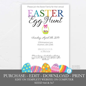 Easter Egg Hunt Invitation Pastel Eggs Colorful Printable Egg Hunt Editable Easter Template, Easter Invitation, Easter Egg Hunt Invitation