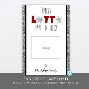 Thanks A LOTTO for All that you Do Gift Card Holder, Printable, Editable, Digital, Christmas Gift Card Holder, Thanks a LOTTO, Xmas Gifts