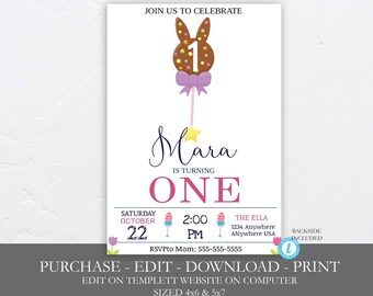 Easter Birthday Invitation, Editable Invitation, Balloon, Lollipop, Easter, First Birthday Invitation, Printable, Hip Hop Hooray, Template