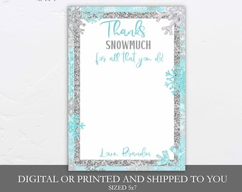 Thanks Snow Much For All That You Do Christmas Holiday Gift Card Holder, Printable, Digital, Printed, Teacher Christmas Gifts, DIY Gift Card