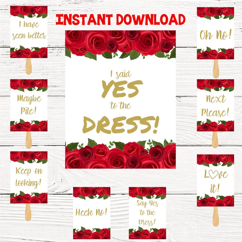Red Rose Say Yes To The Dress Signs I Said Yes To The Dress Etsy