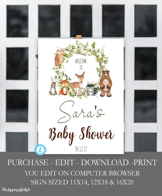 Woodland Baby Shower Welcome Sign Woodland Baby Shower | Etsy