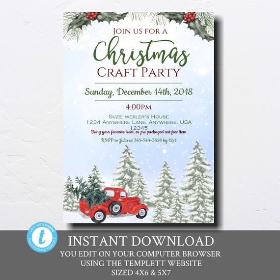 Download Christmas Craft Party Invitation Holiday Craft Fair Editable Etsy 3D SVG Files Ideas | SVG, Paper Crafts, SVG File