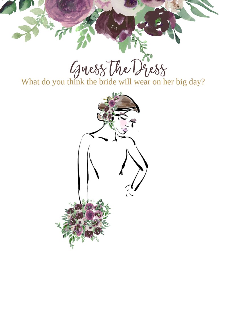 Guess the Dress Game Plumb Floral Guess the Bridal Dress - Etsy