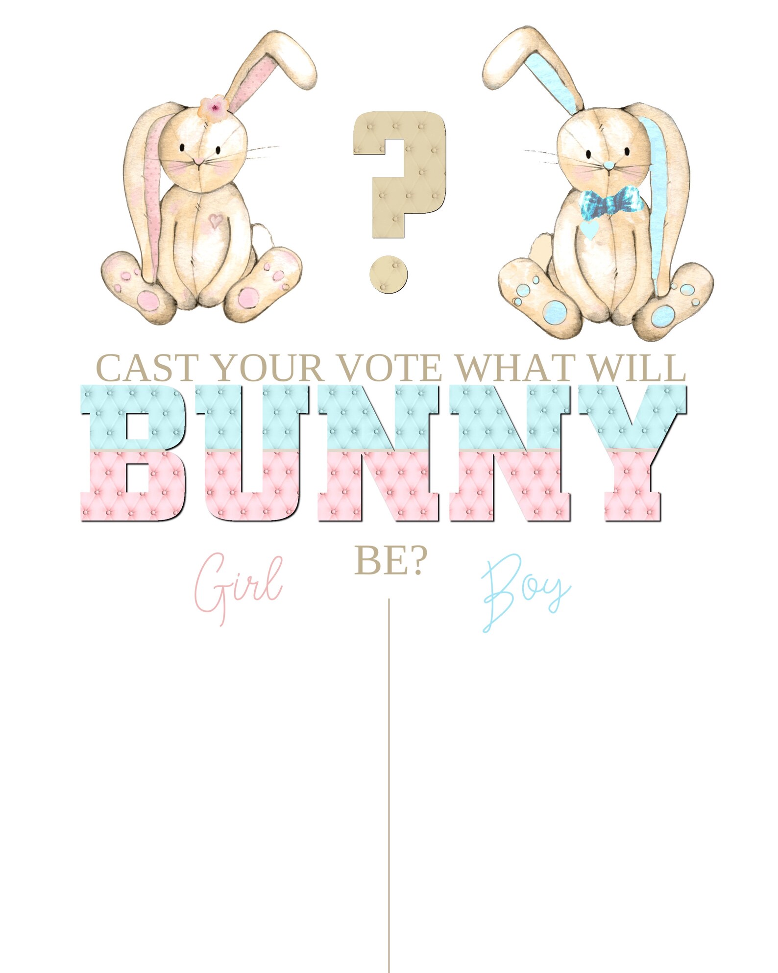Bunny Gender Reveal sign. he or she what will Baby be Girl Etsy