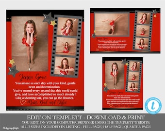 Dance Recital Program Ad, Yearbook ad  High School Senior Page, Middle, Elementary or Pre-School use your browser to edit. Instant 3 sizes