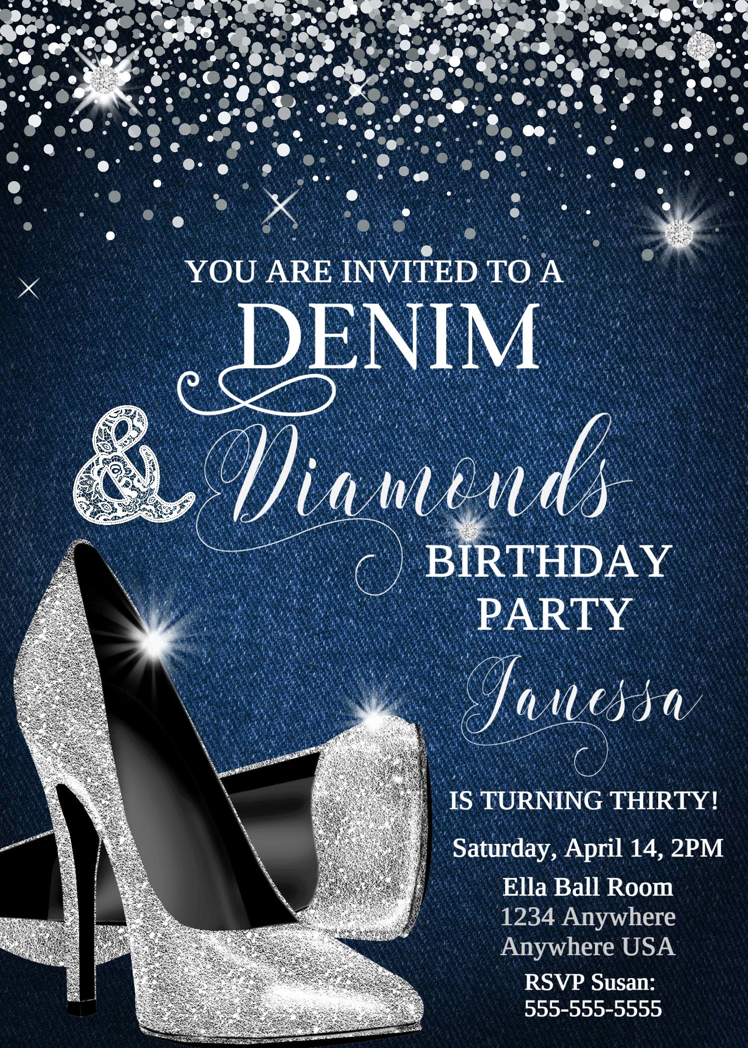 denim-and-diamonds-birthday-party-invitation-elegant-women-etsy