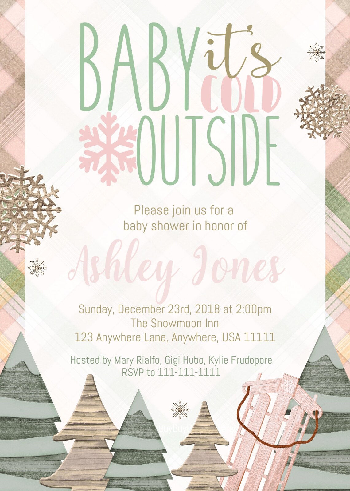Winter Baby Shower Invitation Editable Invitation Printable Etsy