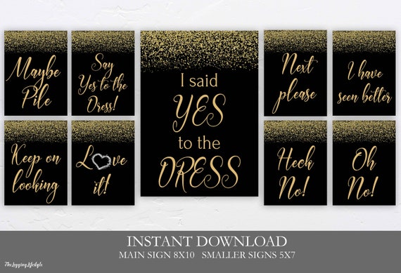 Say Yes to the Dress Signs, I Said Yes to the Dress Paddles, Wedding Dress  Shopping Gold Black, Wedding Game Bridal, Non Editable, Printable - Etsy  Israel