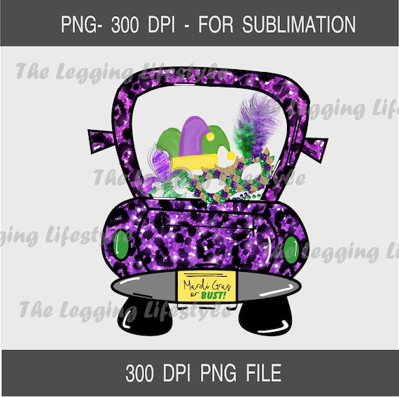 Leopard Glitter Mardi Gras Sublimination Design, Little leopard Truck,  PNG Download, Leopard Print, Sub Trunk, Mardi Gras or Bust PNG