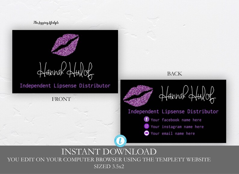 Business Card Lipsense Senegence Business Cards Lipsense Etsy