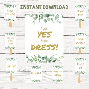 Sagen Sie ja zu den Kleid Zeichen, ich sagte ja zu den Kleid Paddeln, Hochzeitskleid einkaufen, EUKALYPTUS floral, Hochzeit Spiel braut Sofort download