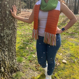 Irish Flag Scarf-Unisex Scarf-St Patricks Day Scarf-Handmade Crochet Scarf-Gifts for Her-Gifts for Him-St.Paddy&#39;s Day Scarf-Irish Pride
