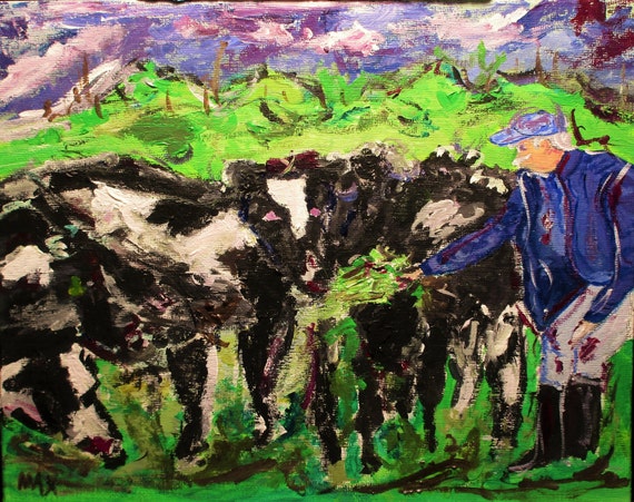 The other cows knew, she was his favorite. 10x8 Inch