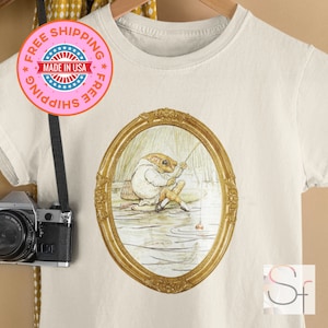 Beatrix Potter T-shirts - Frog Fishing Tee - Whimsical Nature Shirt - Gift for Nature lover - Frog Illustration shirt -
